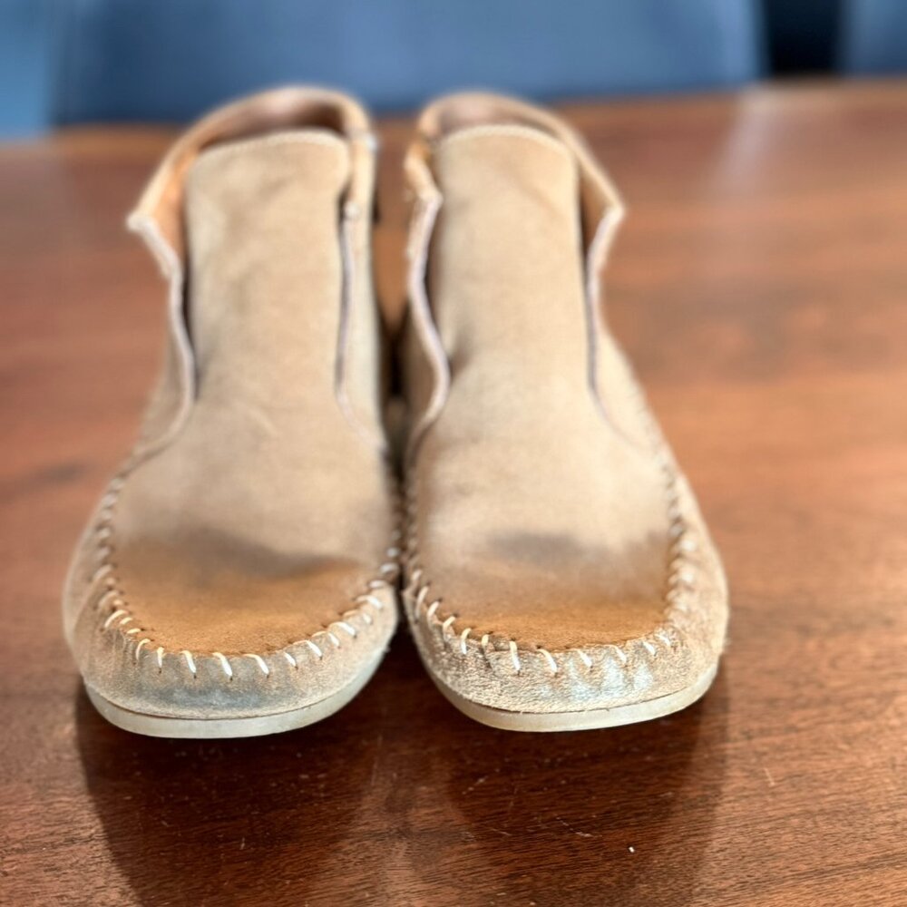 Matt Bernson Suede Moccasin Ankle Boots Vintage Tan Size 6.5